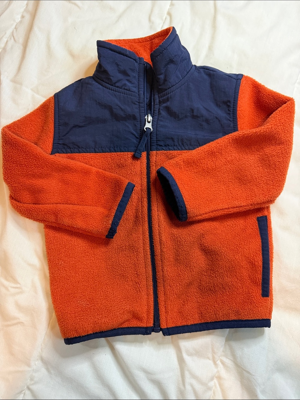 Place Orange Fleece Jacket with Navy Trim